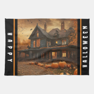 Linge De Cuisine Collection Halloween Citrouille Maison éffrayante