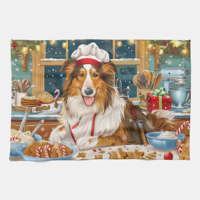 Linge De Cuisine Collie Holiday Baking : Festive Christmas (Horizontal)