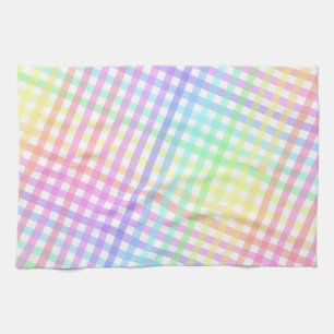 Linge De Cuisine Coloré Pastel Rainbow Plaid Motif