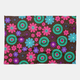 Linge De Cuisine Coloré Psychedelic Funky Flower Motif