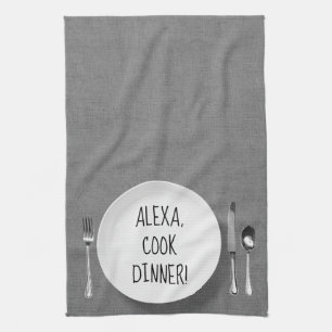 Linge De Cuisine Commande Alexa humour sur gris