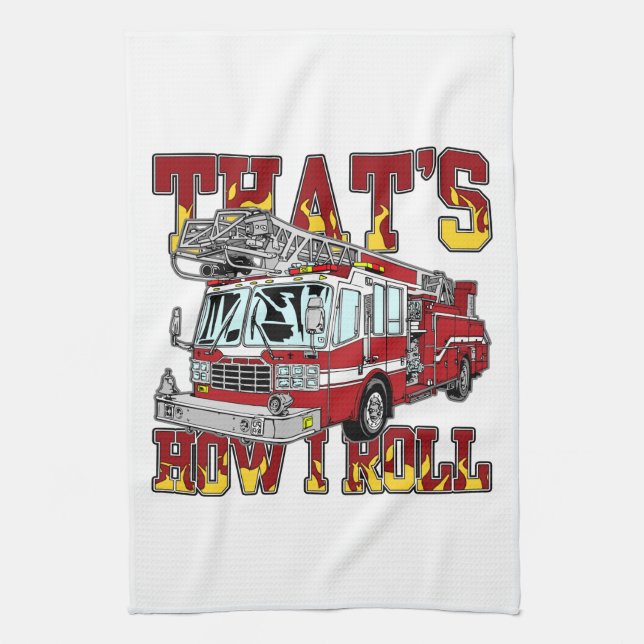 Linge De Cuisine Comment je roule le camion de pompiers (Vertical)