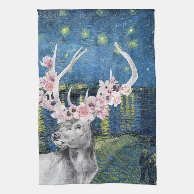 Linge De Cuisine Compilation de Van Gogh Starry Night et Flower Sta (Vertical)
