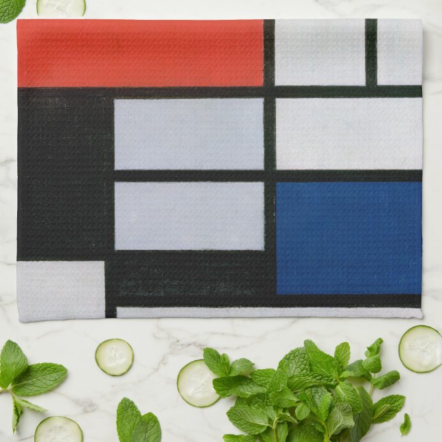 Linge De Cuisine Composition Abstraite vintage par Piet Mondrian (Plié)