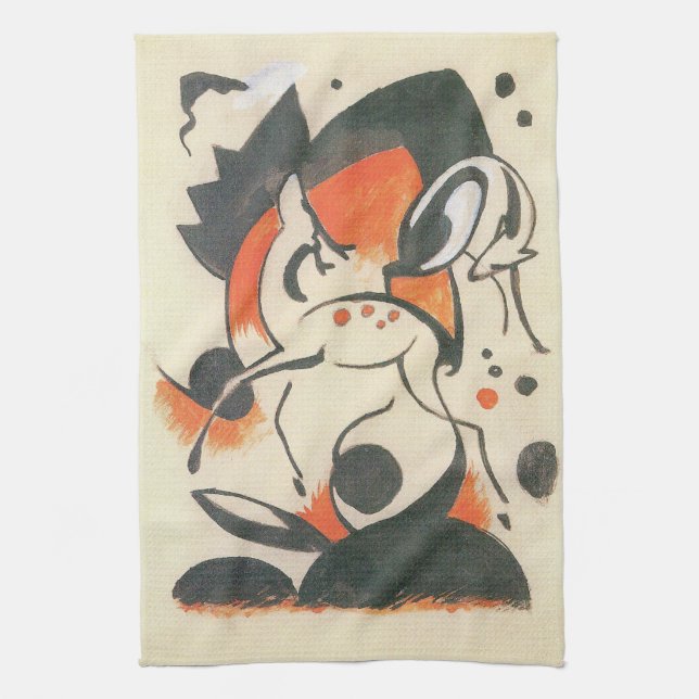 Linge De Cuisine Composition avec deux cerfs par Franz Marc (Vertical)