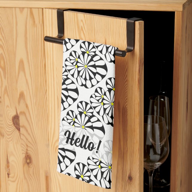 Linge De Cuisine Conception Abstraite personnalisée en noir et blan (Pliage en tiers)
