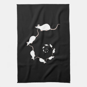 Linge De Cuisine Conception blanche mignonne de souris. Spirale des