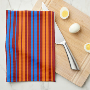 Linge De Cuisine Conception de bandes verticales orange rouge bleu 