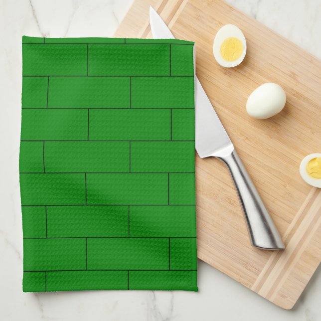 Linge De Cuisine Conception de brique verte (Quart Plié)