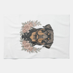 Linge De Cuisine Conception de chemise de portrait floral de Rottwe
