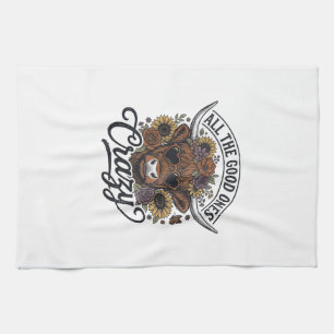 Linge De Cuisine Conception de citation folle florale de vache des