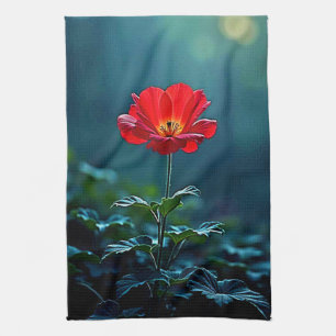 Linge De Cuisine Conception de mise au point sur une seule fleur ro