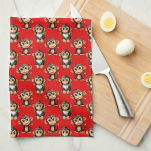 Linge De Cuisine Conception de motif singe rouge