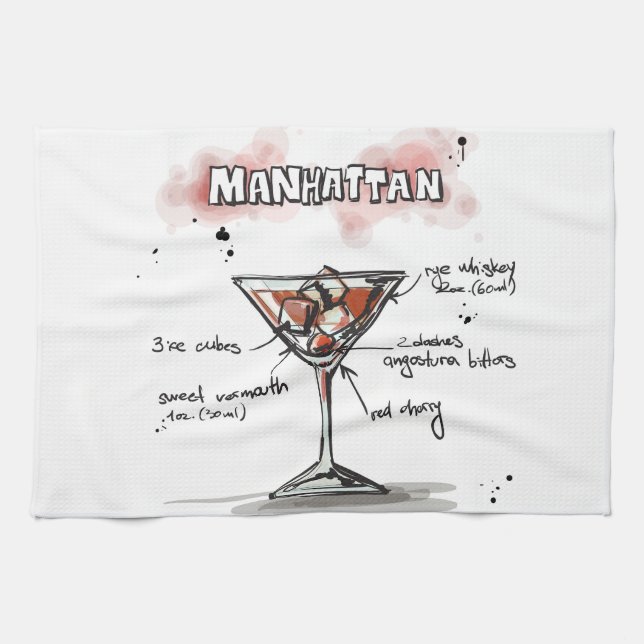 Linge De Cuisine Conception de recette de boissons de Manhattan (Horizontal)