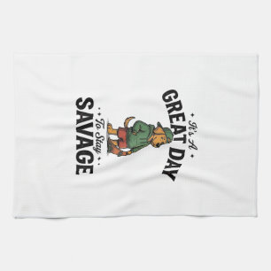 Linge De Cuisine Conception de T-Shirt avec Gravure Vintage Savage