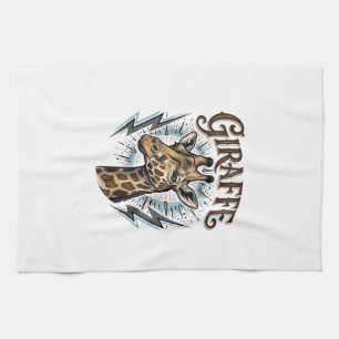Linge De Cuisine Conception de T-Shirt Foudre Girafe Gravée Vintage