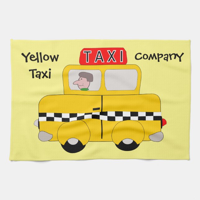 Linge De Cuisine Conception de taxi jaune (Horizontal)