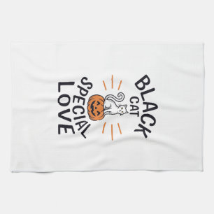 Linge De Cuisine Conception de vecteur de chat noir d'amour spécial