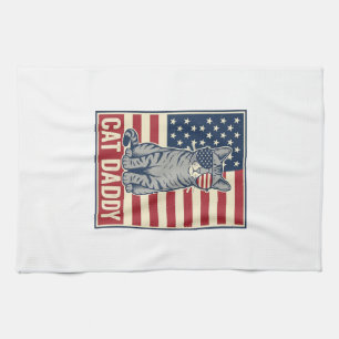 Linge De Cuisine Conception de vecteur de chat patriotique Cat Dadd