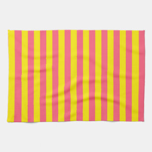 Linge De Cuisine Conception des rayures rose et jaune