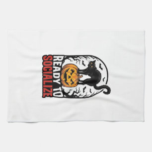 Linge De Cuisine Conception d'humour de fête de chat Halloween soci