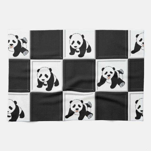Linge De Cuisine Conception d'ours panda (Horizontal)