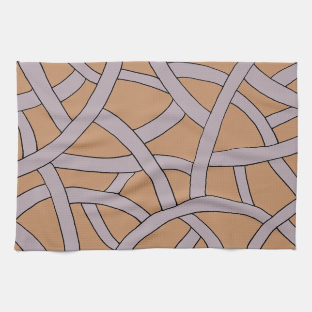 Linge De Cuisine Conception par bandes Brown pourpre (Horizontal)