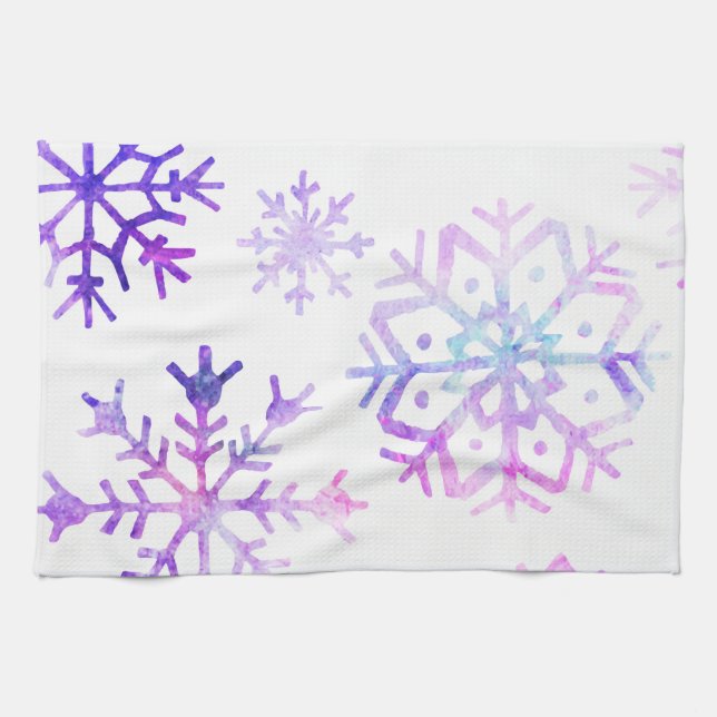 Linge De Cuisine Conception pourpre de Noël de flocon de neige (Horizontal)
