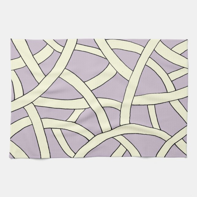 Linge De Cuisine Conception rayée Crème violette (Horizontal)