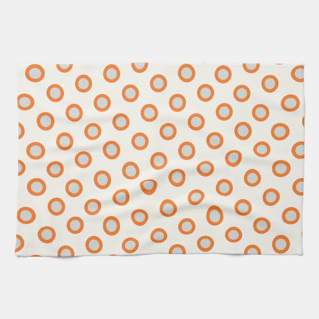 Linge De Cuisine Conception rétro à points ronds orange (Horizontal)