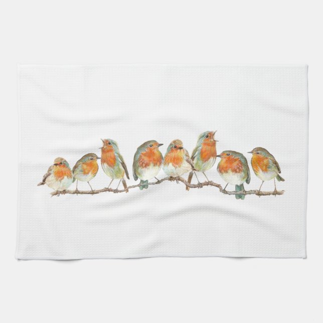 Linge De Cuisine Conception rouge européenne d'oiseau de merle (Horizontal)