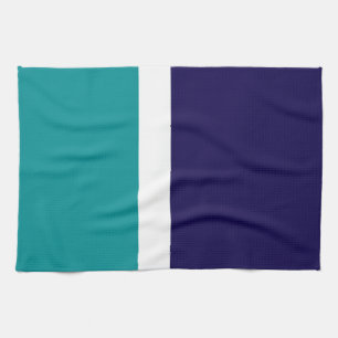 Linge De Cuisine Conception turquoise de blocs de couleur bleu blan