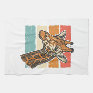 Linge De Cuisine Conception vectorielle de tête de girafe rétro vin