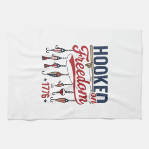 Linge De Cuisine Conçu pour le T-shirt de pêche patriotique accro à