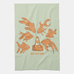 Linge De Cuisine Cônes de la route et poisson rouge orange