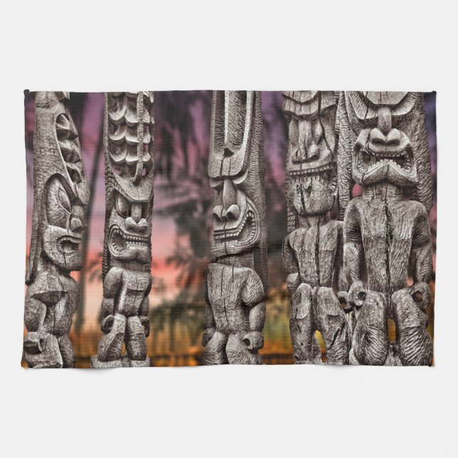 Linge De Cuisine Conseil tribal Tiki, Big Island Hawaii, (Horizontal)