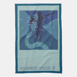 Linge De Cuisine Constellation Aquarius, Astrologie Vintage Zodiaqu