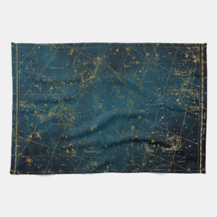 Linge De Cuisine constellation de carte étoile céleste galaxie doré