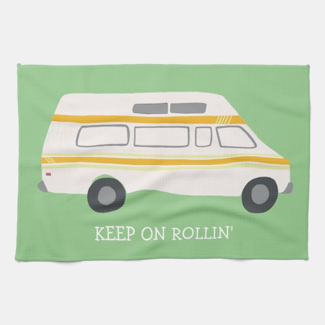 Linge De Cuisine CONTINUEZ SUR ROLLIN Retro Campervan Motorhome RV  (Horizontal)