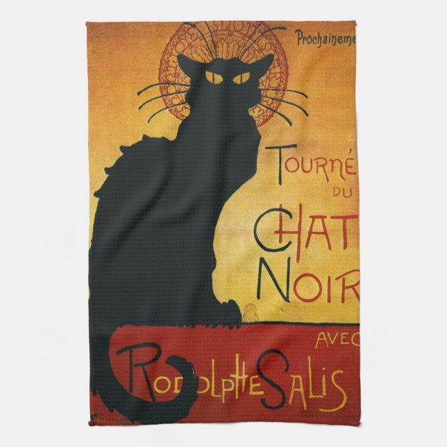 Linge De Cuisine Conversation Noir - Chat noir (Vertical)