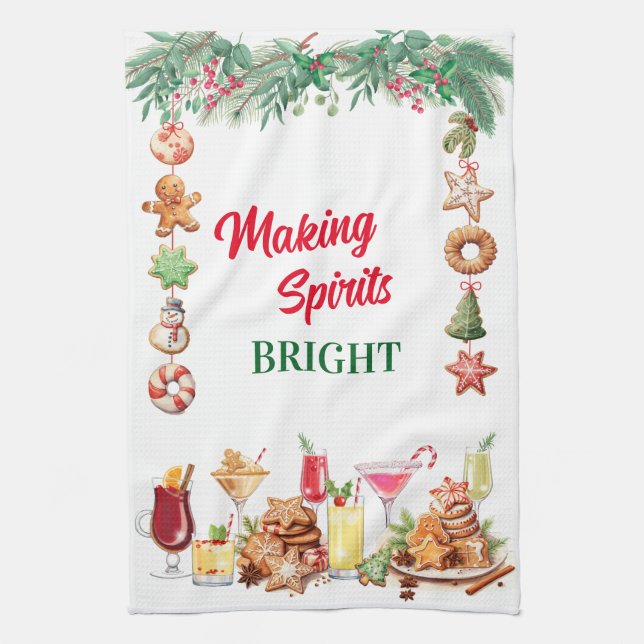 Linge De Cuisine Cookies et cocktails de Noël (Vertical)