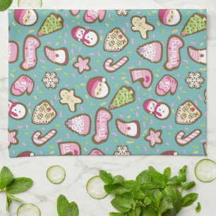 Linge De Cuisine Cookies Noël Turquoise