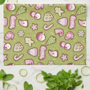 Linge De Cuisine Cookies Vert Noël