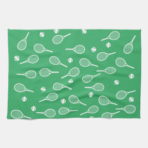 Linge De Cuisine Cool Blanc Retro Raquettes de Tennis Motif Vert