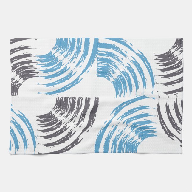 Linge De Cuisine Cool, moderne, bleu abstrait tendance (Horizontal)