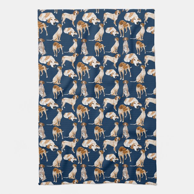 Linge De Cuisine Coonhounds de Redtick sur la marine (Vertical)
