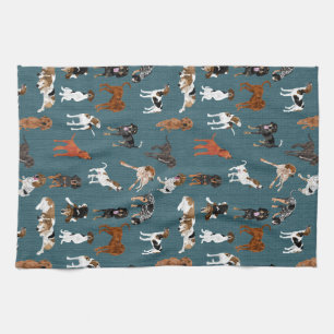 Linge De Cuisine Coonhounds sur Teal foncé