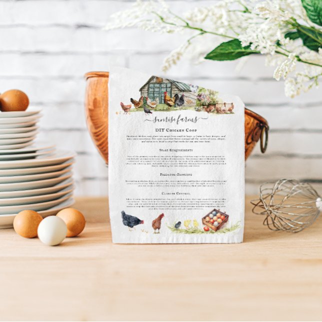 Linge De Cuisine Coop de poulet | Monogramme rustique de ferme (Créateur téléchargé)