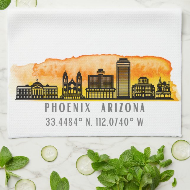 Linge De Cuisine Coordonnées de la carte Phoenix Skyline (Plié)