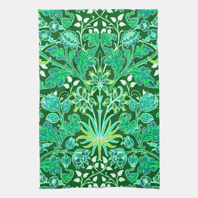Linge De Cuisine Copie de jacinthe de William Morris, vert vert (Vertical)